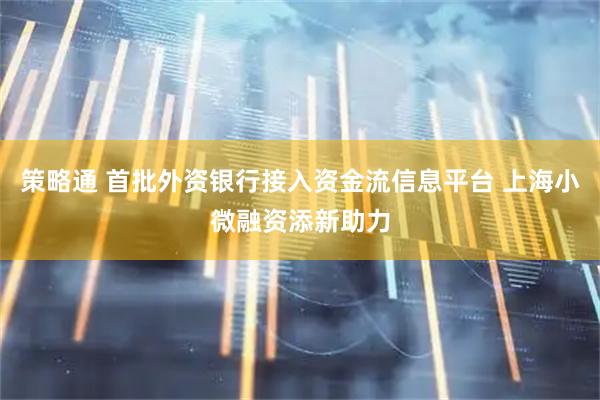 策略通 首批外资银行接入资金流信息平台 上海小微融资添新助力