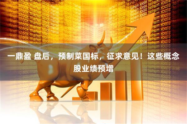 一鼎盈 盘后，预制菜国标，征求意见！这些概念股业绩预增